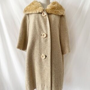 Vintage 1960s Swing Coat, Big Buttons, Retro Mod 60s Winter Jacket, Medium
